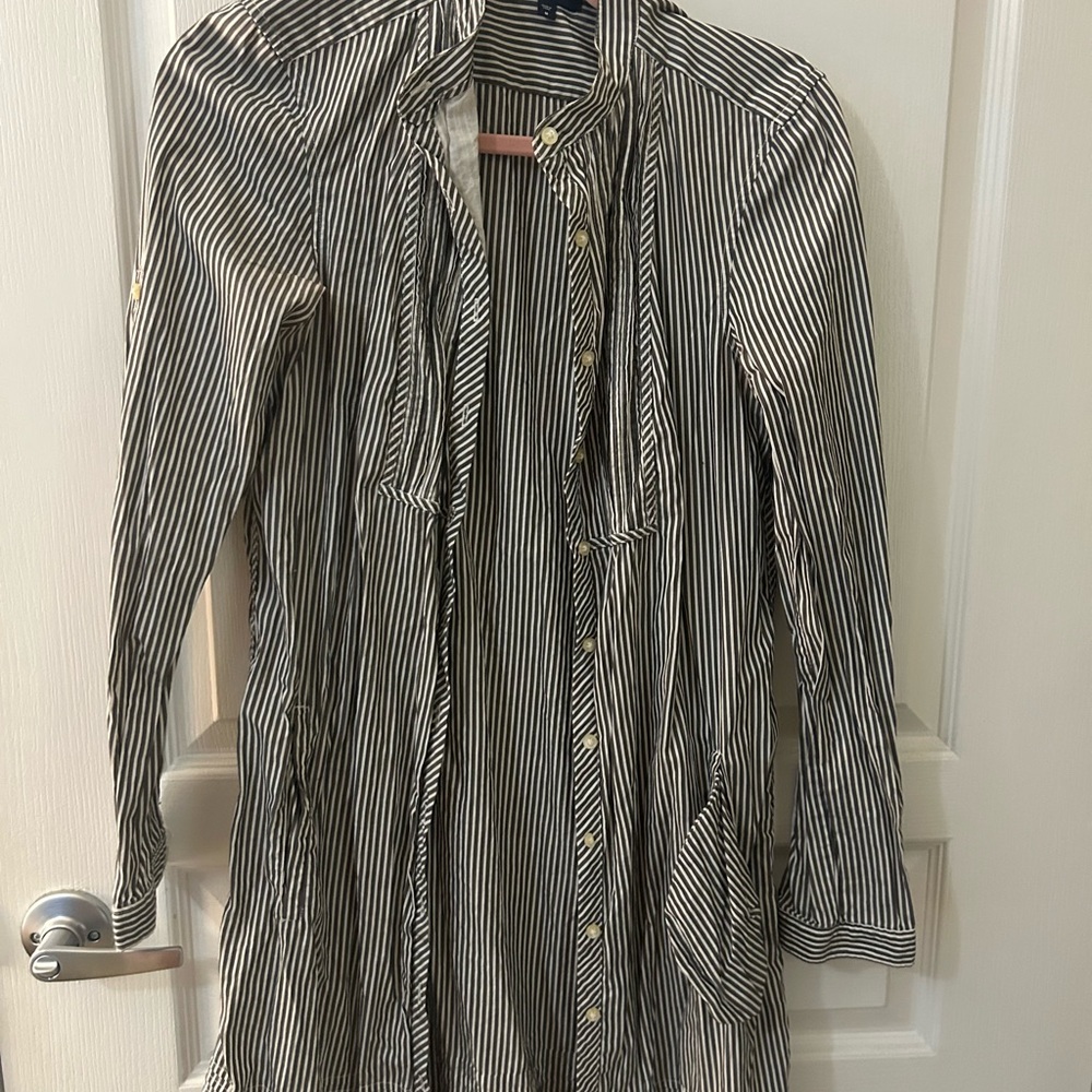 GAP Black and White Striped Long Sleeve Dress